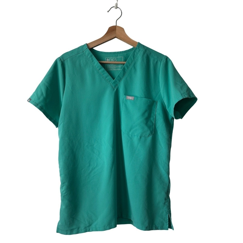 FIGS Catarina Teal Green V-Neck Scrub Top Technical Collection  Women's Medium